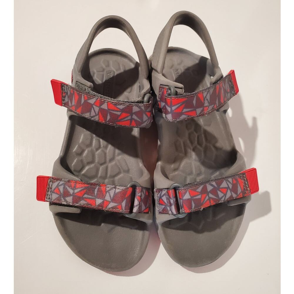 Merrell Boys Hydro Drift Waterproof Double Strap Sandals Youth Size 12 Gray Red